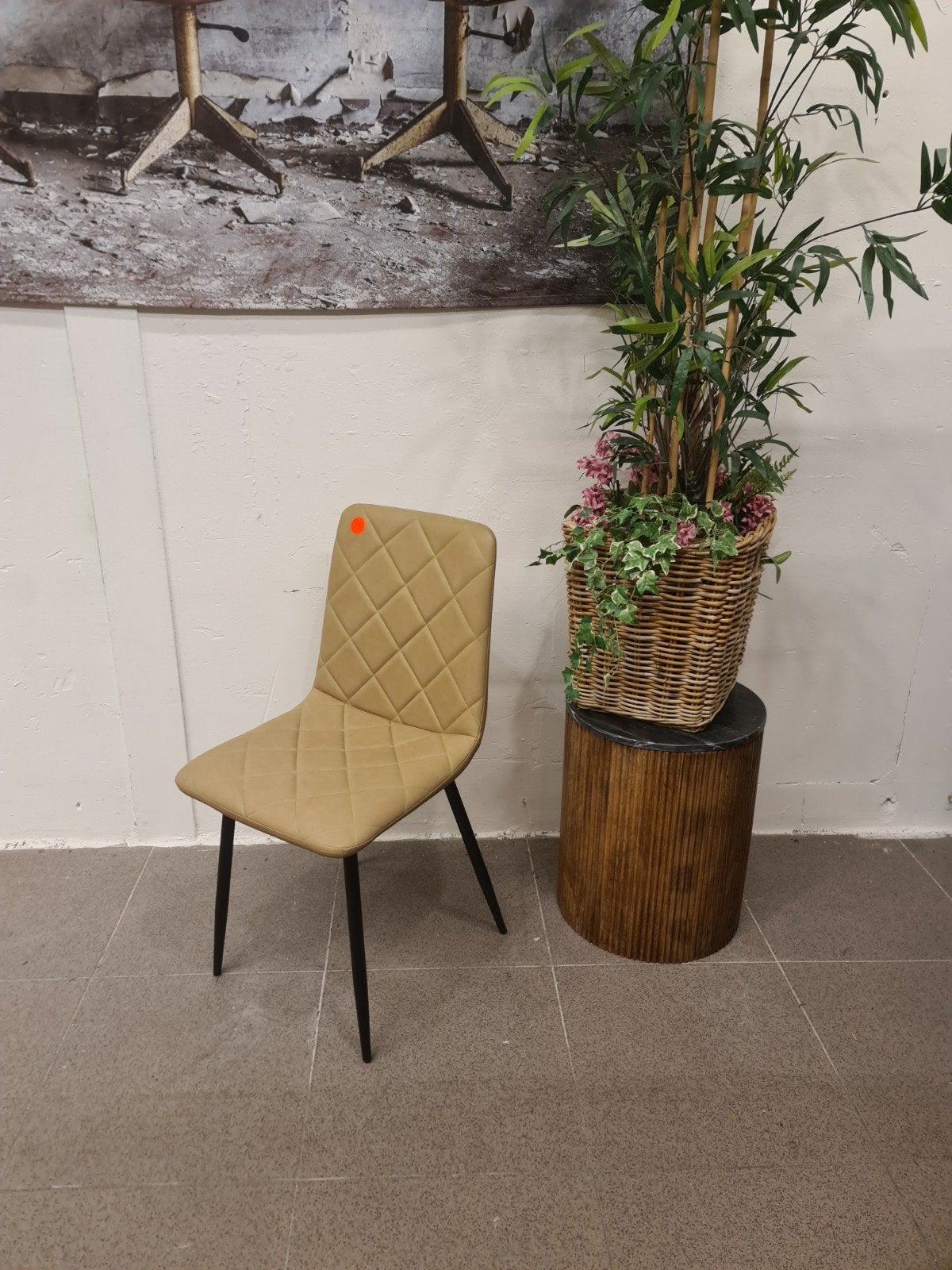 Nieuwe eetkamerstoel bruin beige Eco-leer €35 per stuk, Ophalen, Industrieel landelijk barok brocante koloniaal boheems vintage
