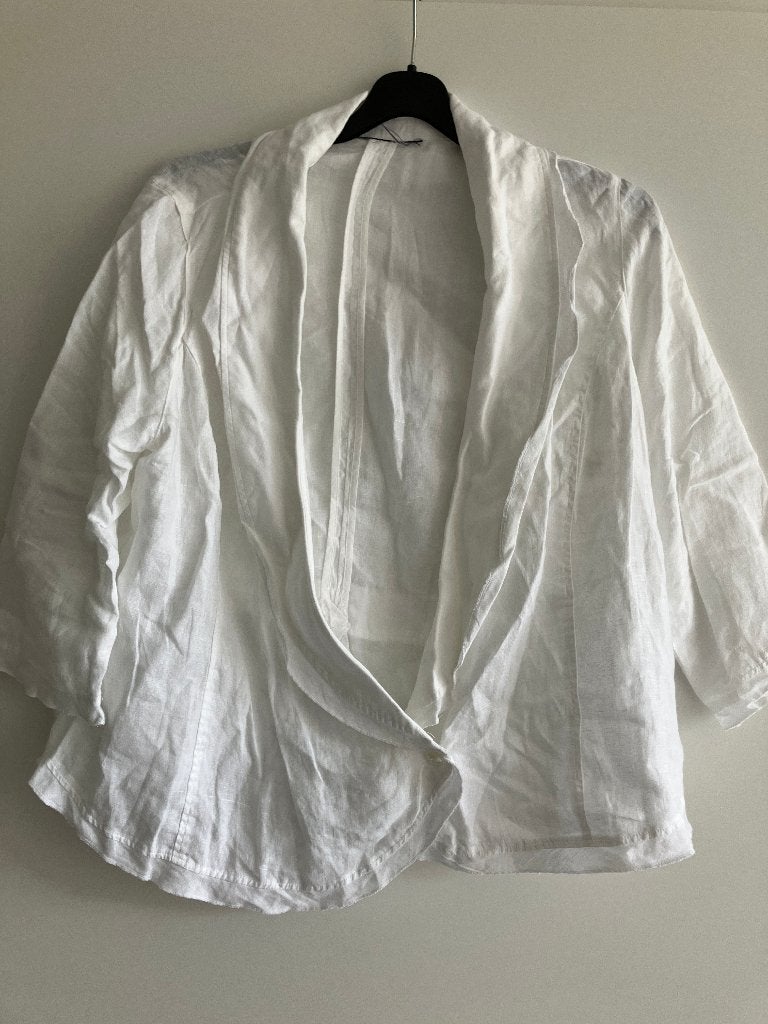 wit linnen blouse jasje maat xl, Kleding | Dames, Ophalen of Verzenden, Zo goed als nieuw, Maat 46/48 (XL) of groter, Wit