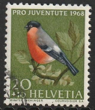 Zwitserland 1968 892 Pro Juventute 20c Roodborst, Gest, Ophalen of Verzenden, Gestempeld