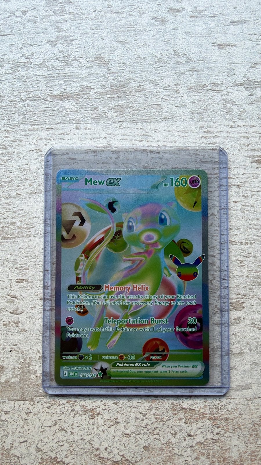 Mew ex 158/128 Pokemon 30th Anniversary (PSA 10 Contender), Hobby en Vrije tijd, Ophalen of Verzenden, Zo goed als nieuw, Losse kaart