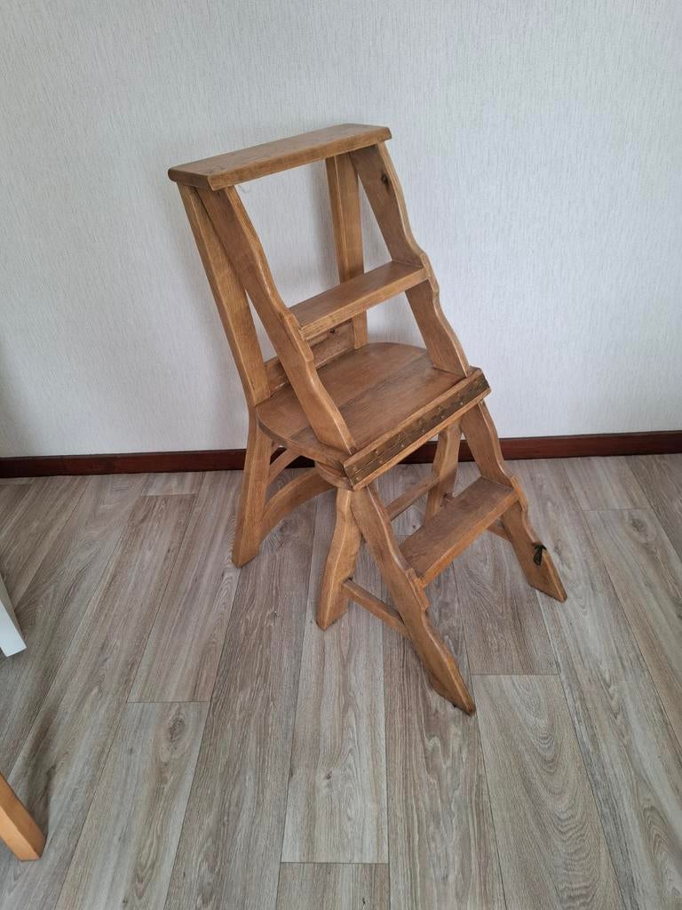 Vintage houten trapstoel / bibliotheektrap, Ophalen