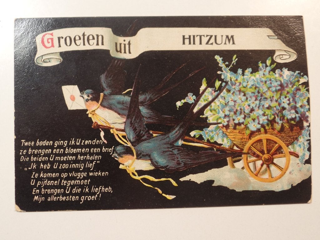 Groeten uit Hitzum, Ophalen of Verzenden, 1940 tot 1960, Gelopen, Friesland