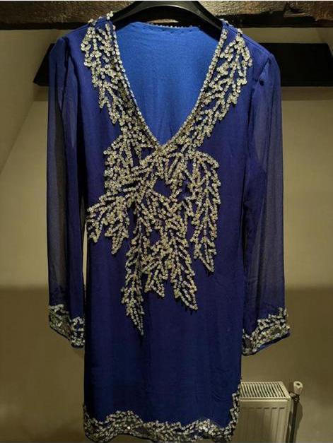 Kobalt Blauwe• Ibiza •Kaftan •Jurk met pailletten -S / M, Ophalen of Verzenden, Maat 36 (S), Blauw