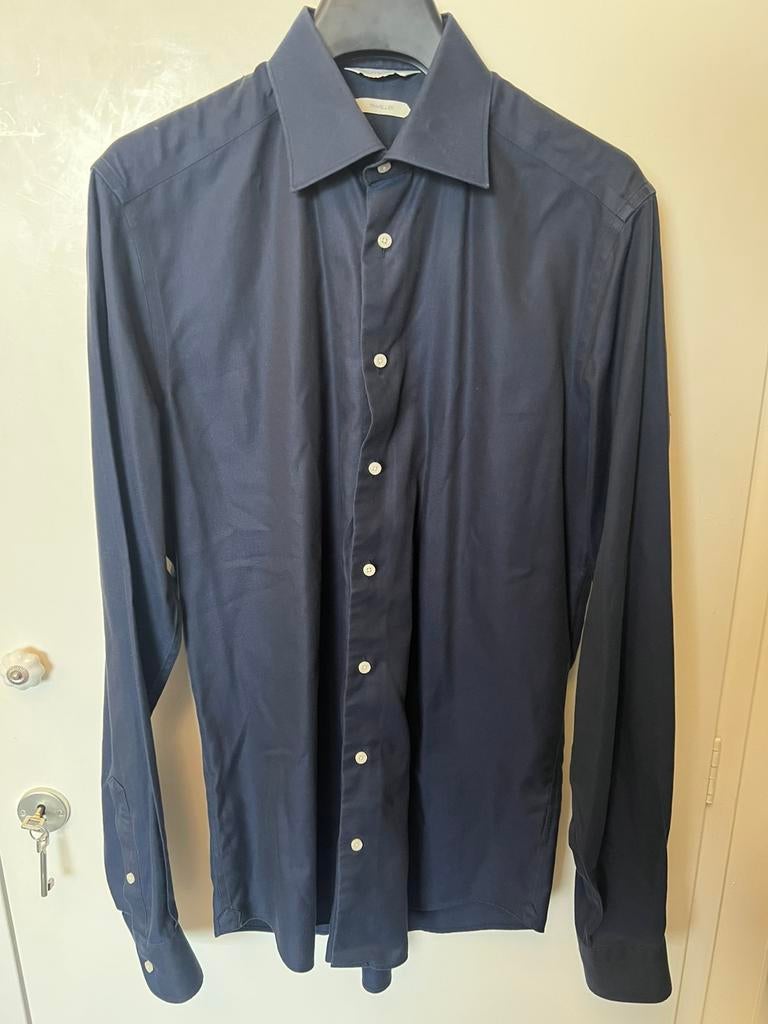 SUITSUPPLY Traveller Overhemd Donkerblauw Slim Fit Maat 39 M, Ophalen of Verzenden, Zo goed als nieuw, Blauw, Halswijdte 39/40 (M)
