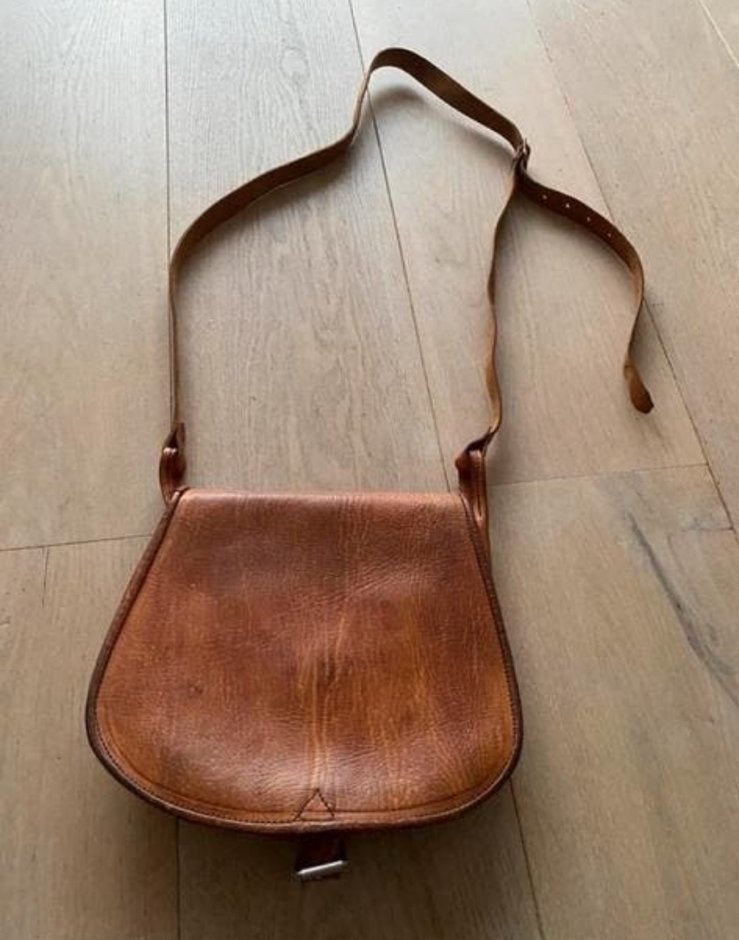 Zadeltas ook crossbody leer, Ophalen of Verzenden, Zo goed als nieuw, Bruin, Leer