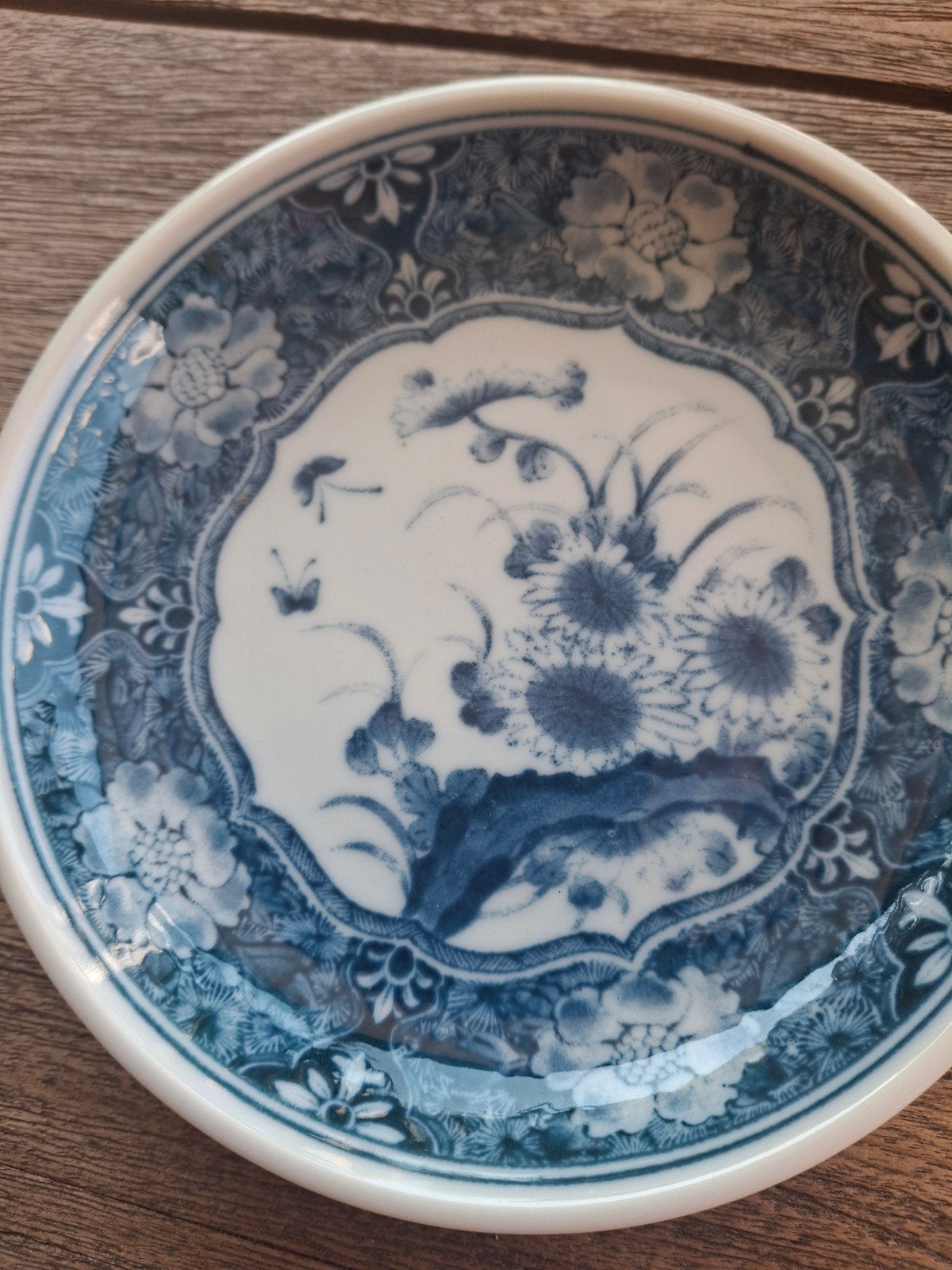 Antiek Japans Imari Porseleinen Bordje - Blauw/Wit, Antiek en Kunst, Ophalen of Verzenden