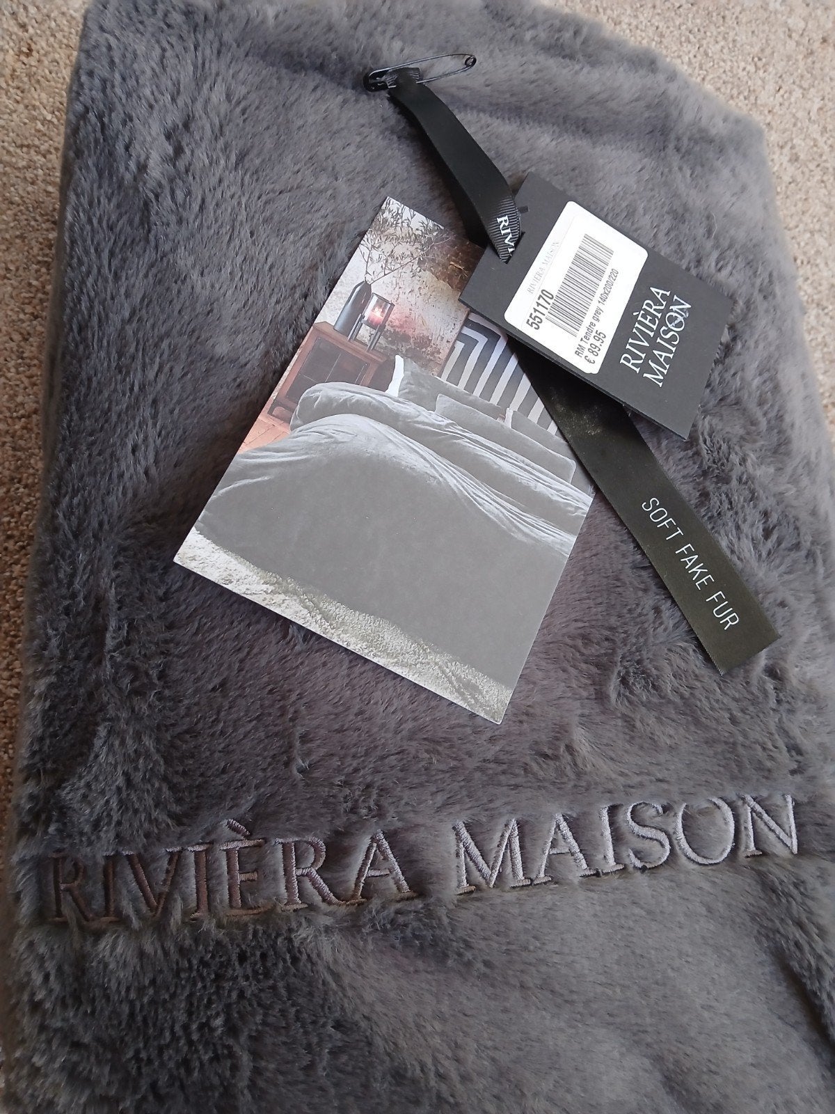 Riviera Maison Fake Fur overtrek ( Tendre Grey), Eenpersoons, Dekbedovertrek, Nieuw, Ophalen of Verzenden