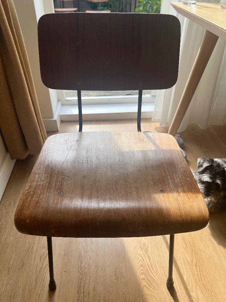 4 design stoelen Gispen stoel model 1262, Ophalen, Gebruikt, Bruin, Vier