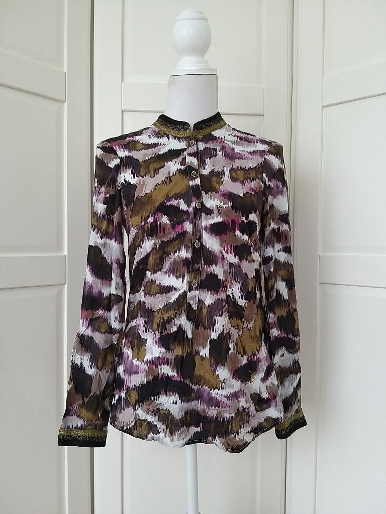 Emily van den Bergh kleurige print blouse top, maat 36 S, Meerkleurig, Emily van den Bergh, Ophalen of Verzenden, Maat 36 (S)