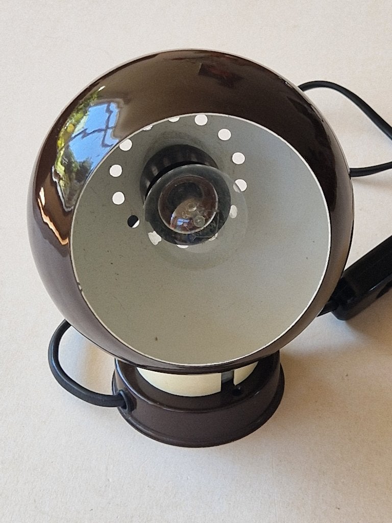 Vintage magnetische 'eyeball' tafellamp, Vintage, Zo goed als nieuw, 18 cm, Bruin