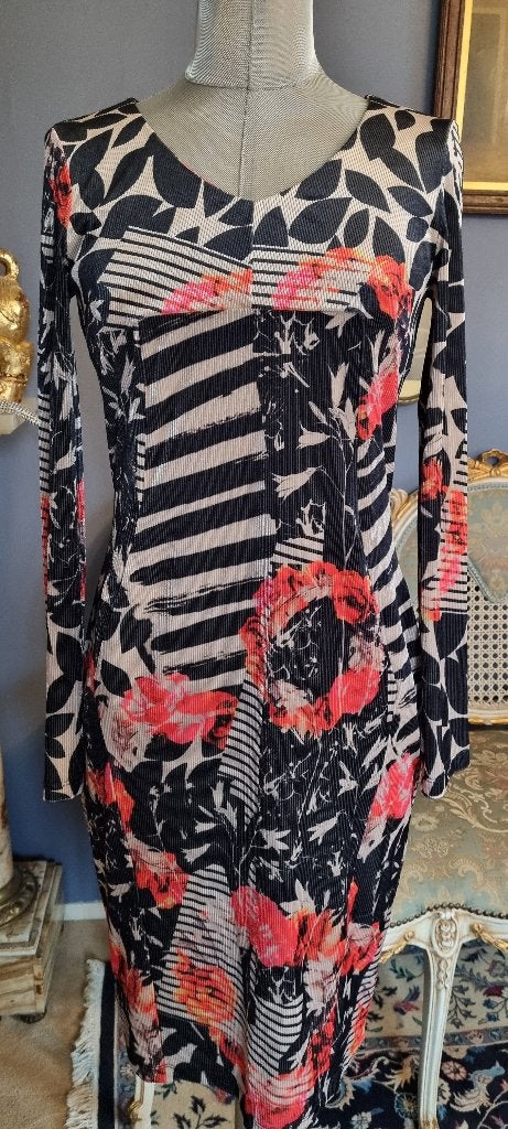 jurk Velours  print  maat 36/38   Eroke Italie, Zwart, Ophalen of Verzenden, Zo goed als nieuw, Maat 36 (S)