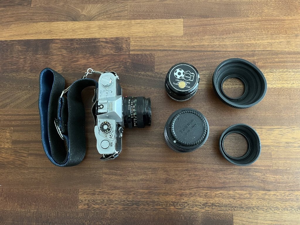 Analoge Canon fotocamera FTb body + diverse objectieven, Ophalen of Verzenden, Gebruikt, Spiegelreflex, Canon
