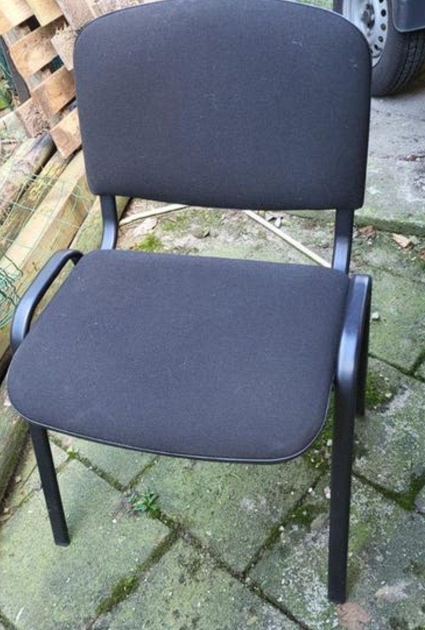 5 stoelen (2 met armleuningen, 3 zonder), Huis en Inrichting, Ophalen, Gebruikt, Zwart, Metaal