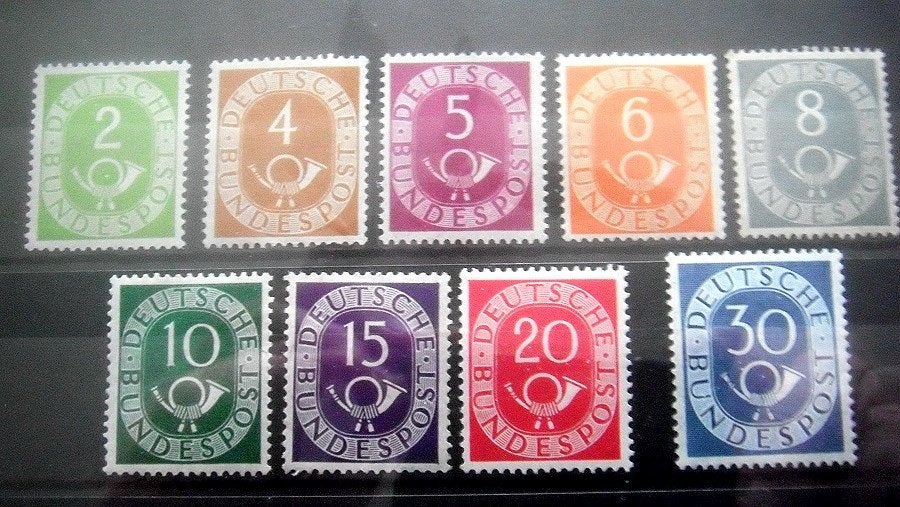 BRD, Groot aantal postfrisse + gestempelde Posthorn zegels., Verzenden, BRD, Postfris