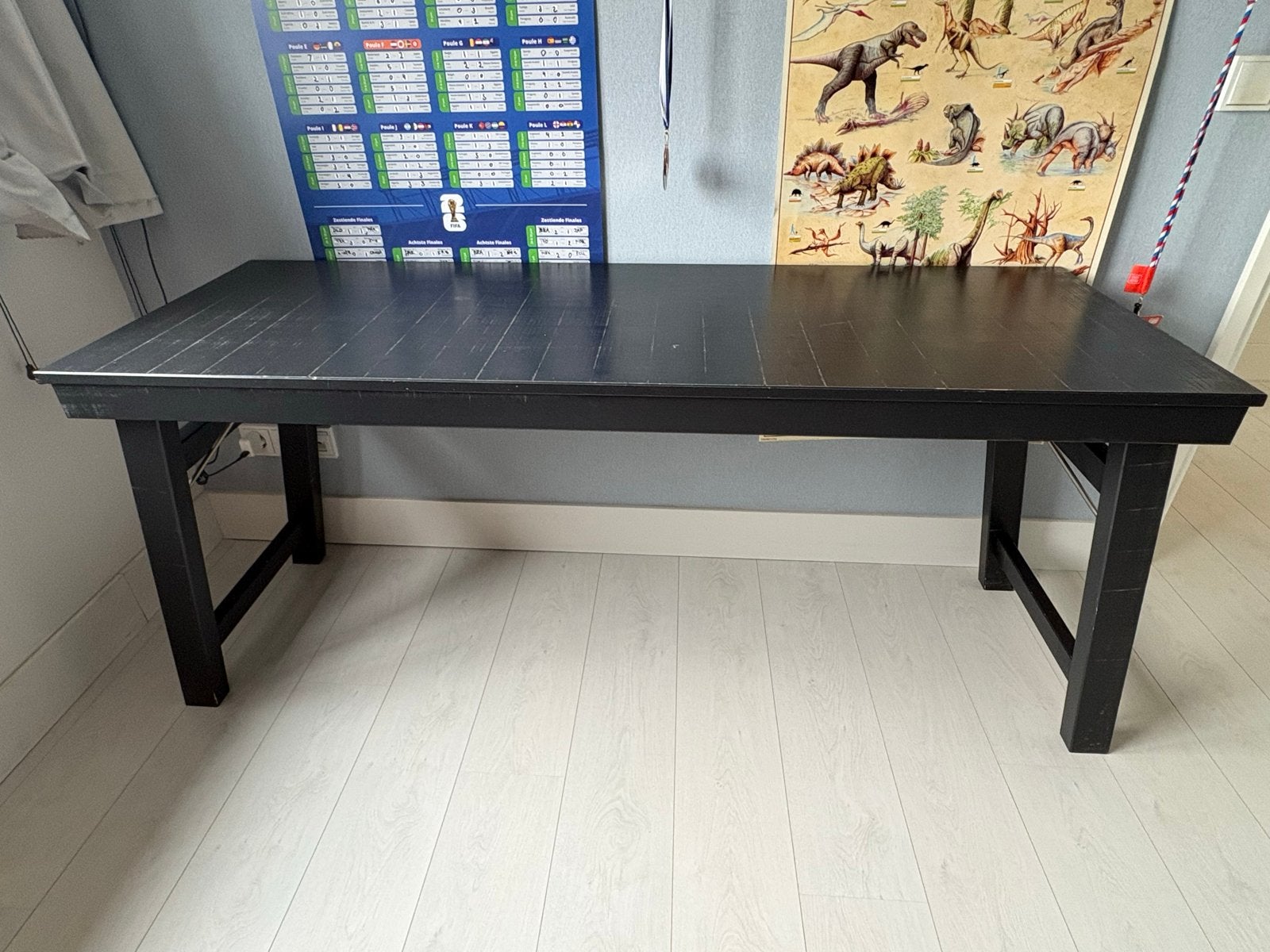 Woood zwart houten bureau, Ophalen, Zwart, 160 cm, Gebruikt