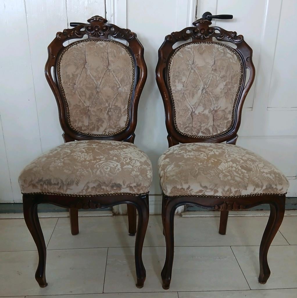 Antieke eetkamerstoelen barok, Ophalen, Gebruikt, Bruin, Twee