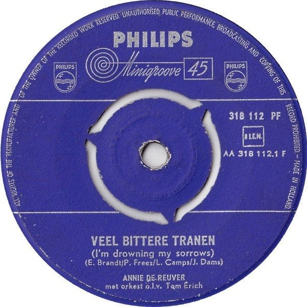Annie de Reuver - Veel Bittere Tranen (Single), Gebruikt, 7 inch, Ophalen of Verzenden, Overige typen