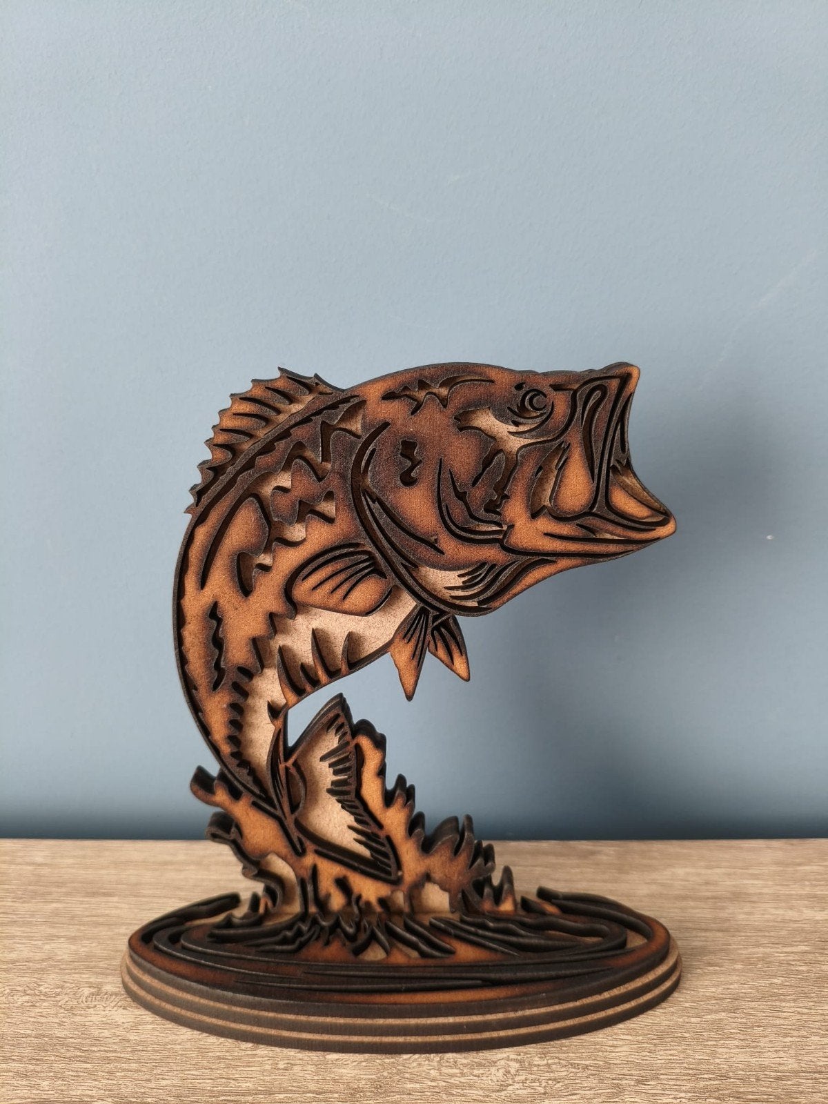 Houten Baars Vis Decoratie - 3D Gelaagd Kunstwerk, Ophalen, Nieuw