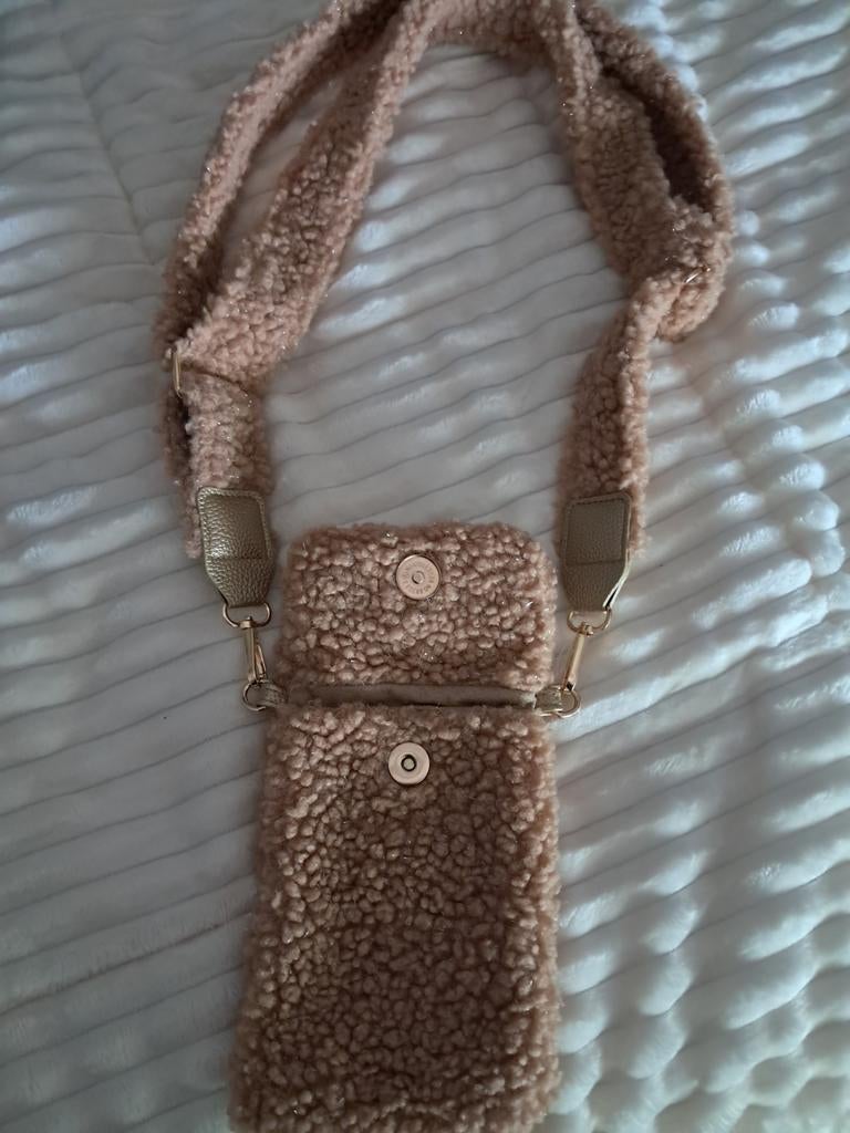 Teddy telefoontasje -  Beige, Sieraden, Tassen en Uiterlijk, Tassen | Damestassen, Ophalen of Verzenden, Zo goed als nieuw, Beige