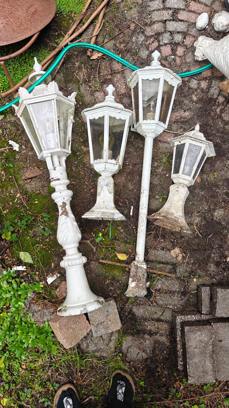 Set van 4 vintage tuinlantaarns - Opknappers, Ophalen, Gebruikt, IJzer, Overige typen