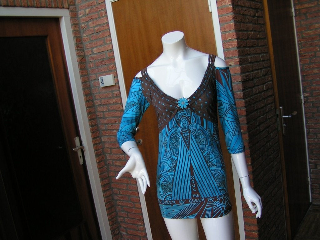 SAVE THE QUEEN blouse,Mt M als nieuw, Kleding | Dames, Maat 38/40 (M), Save the queen, Tweedehands, Blauw