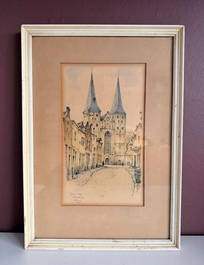 Vintage lijst Deventer “ de bijkerk”, Antiek en Kunst, Kunst | Tekeningen en Foto's, Ophalen of Verzenden