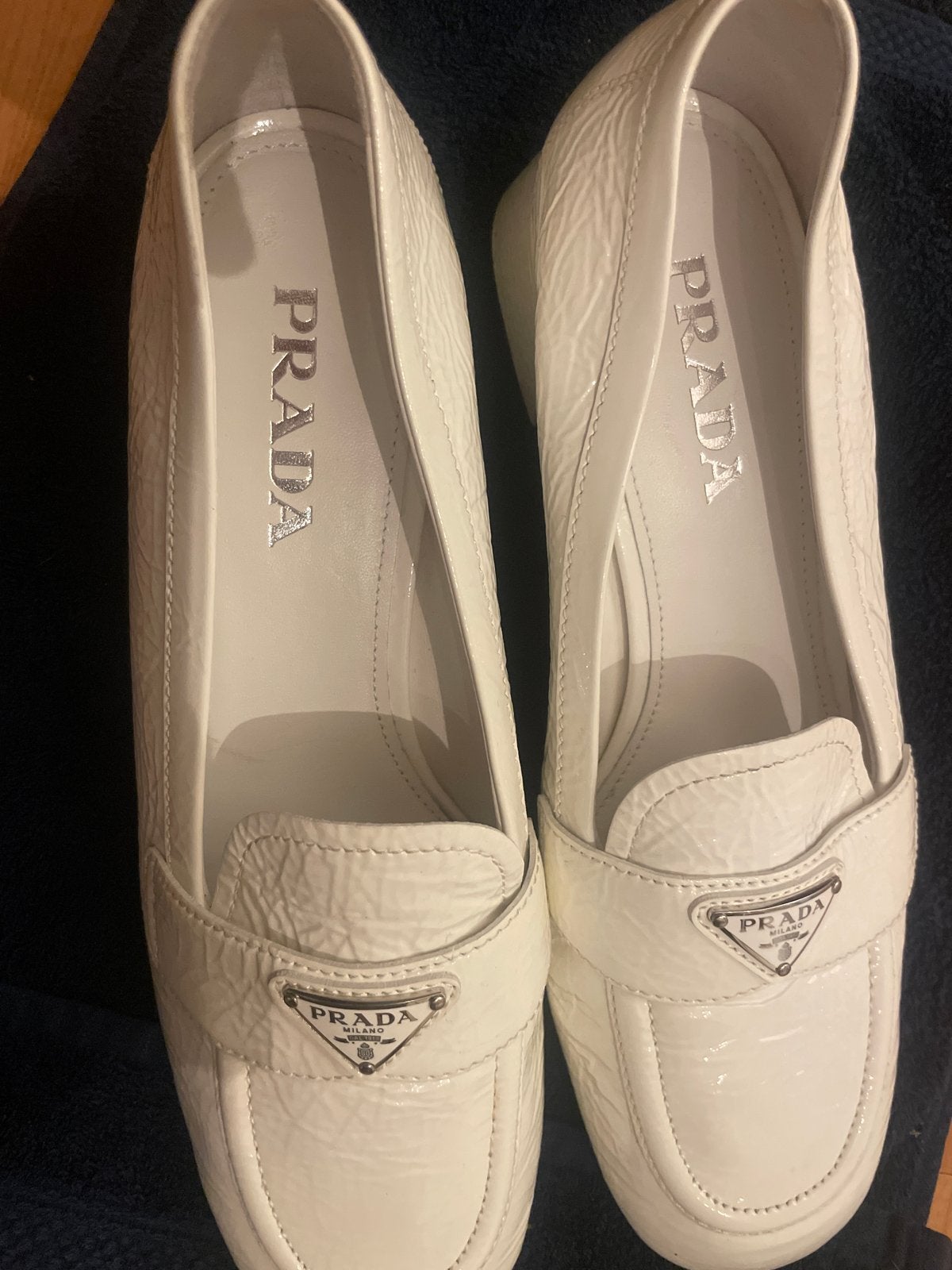 Nieuwe Prada patentleren loafers - wit, maat 41, Ophalen, Nieuw, Wit, Instappers
