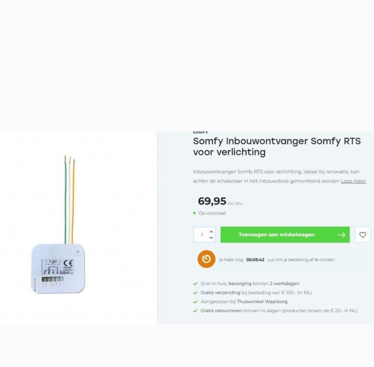 Somfy RTS Inbouwontvanger, Ophalen of Verzenden, Nieuw, Overige merken, Overige typen