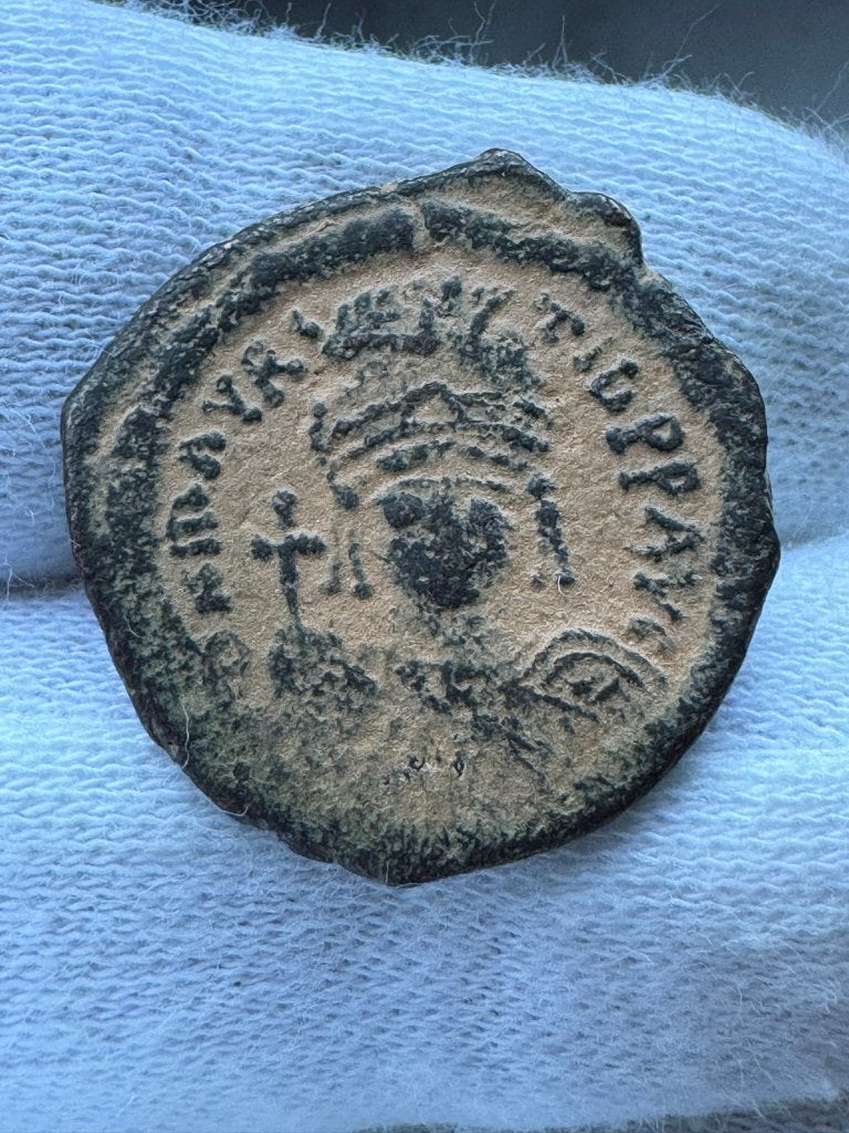 Byzantijnse Rijk - Maurice Tiberius (1/2 Follis, 582-602), Ophalen of Verzenden, Overige landen, Losse munt