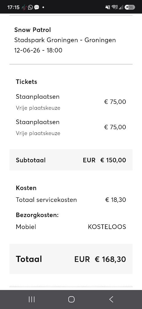 2 tickets voor snowpatrol (12-06) stadspark Groningen, Twee personen, Juni, Rock of Poprock