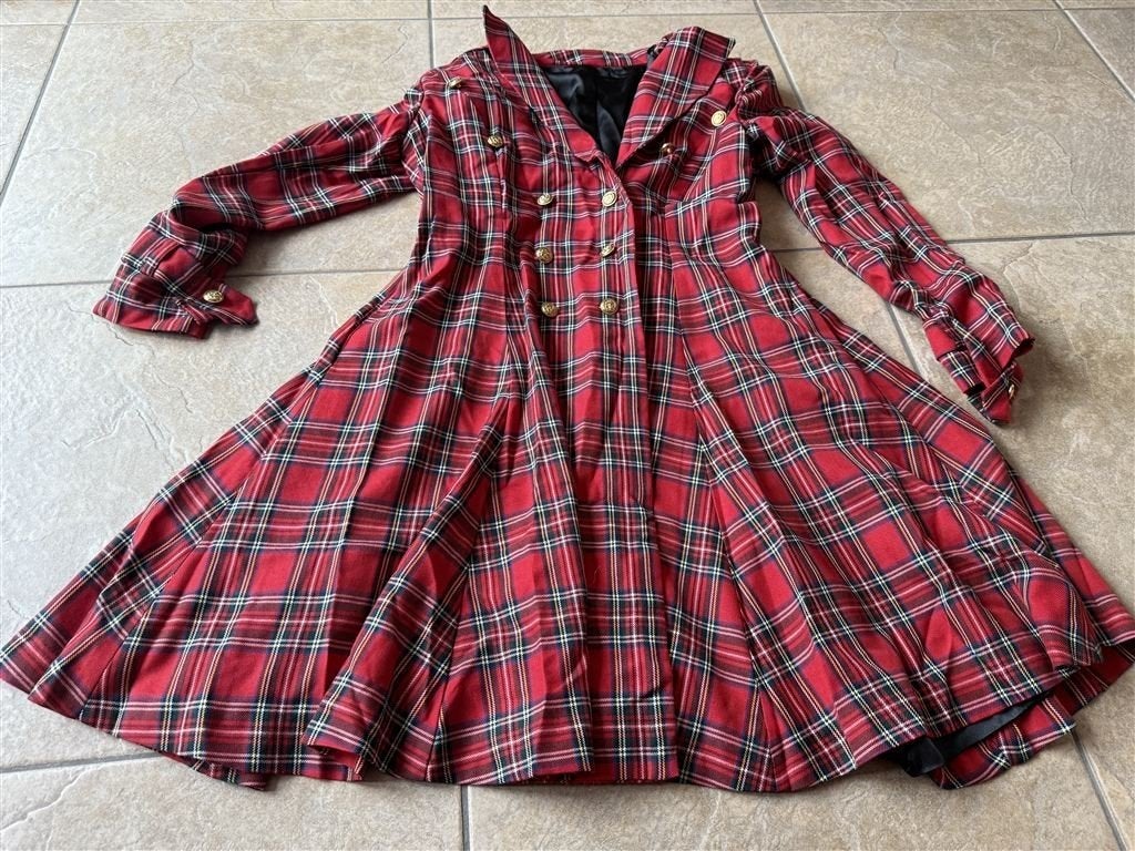 Prachtige rode mix tartan geruite trenchcoat Mac S/M, Verzenden, Nieuw, Maat 38/40 (M), Rood