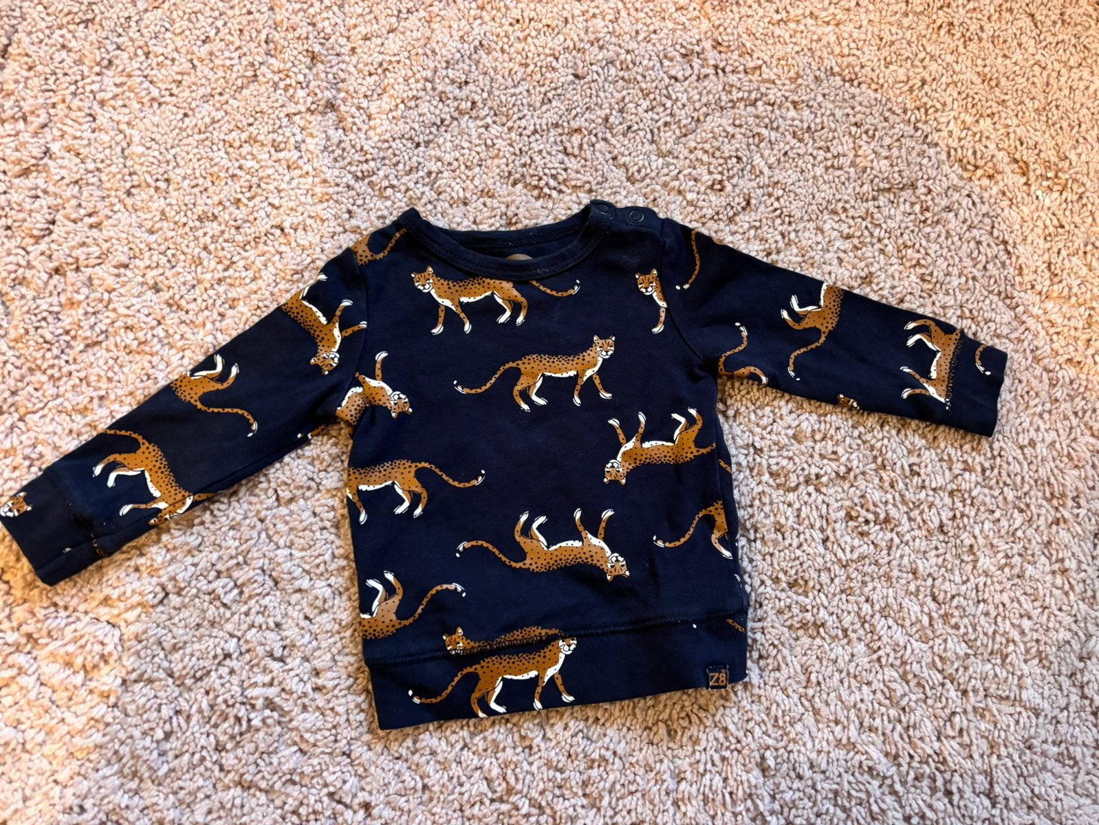 Z8 blauw tshirt met panters maat 50, Kinderen en Baby's, Babykleding | Maat 50, Ophalen of Verzenden, Zo goed als nieuw, Jongetje