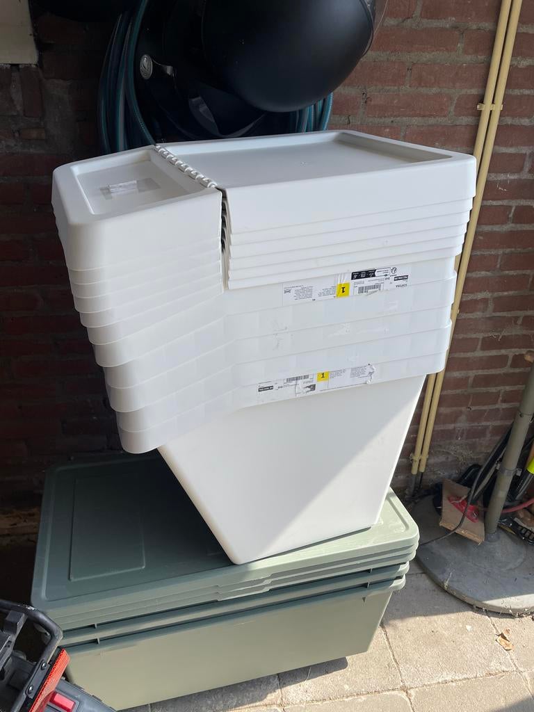 6x IKEA Sortera 60L afvalbakken met deksels, Doe-het-zelf en Verbouw, Kratten en Dozen, Zo goed als nieuw, Ophalen