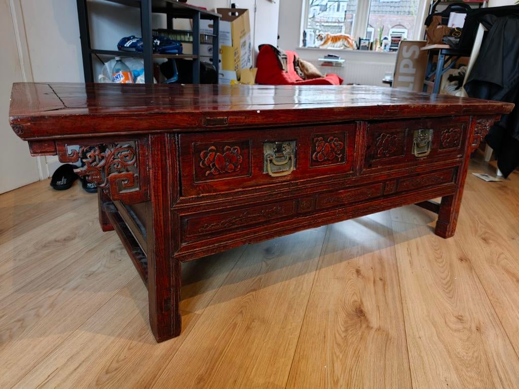Antieke Chinese salontafel met lades, Antiek en Kunst, Ophalen