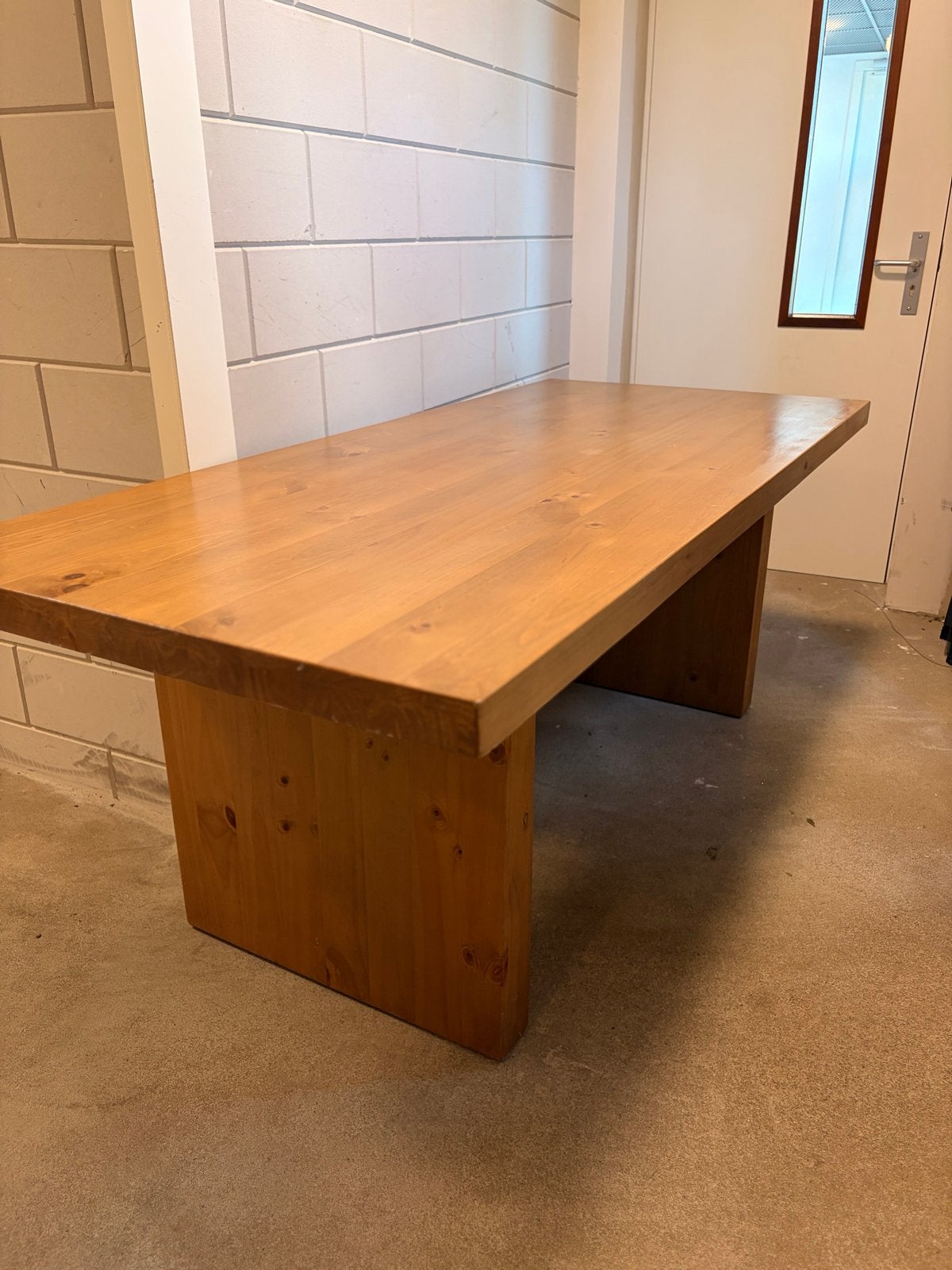 Rechthoekige eettafel, massief grenen,  (200x90cm), Ophalen, Gebruikt, Eikenhout, 50 tot 100 cm