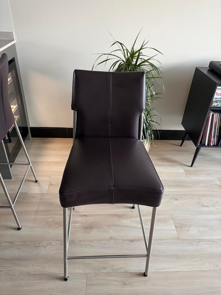 Leren barkrukken Bert Plantagie, Huis en Inrichting, Barkrukken, Gebruikt, 60 tot 90 cm, 2 krukken, Ophalen