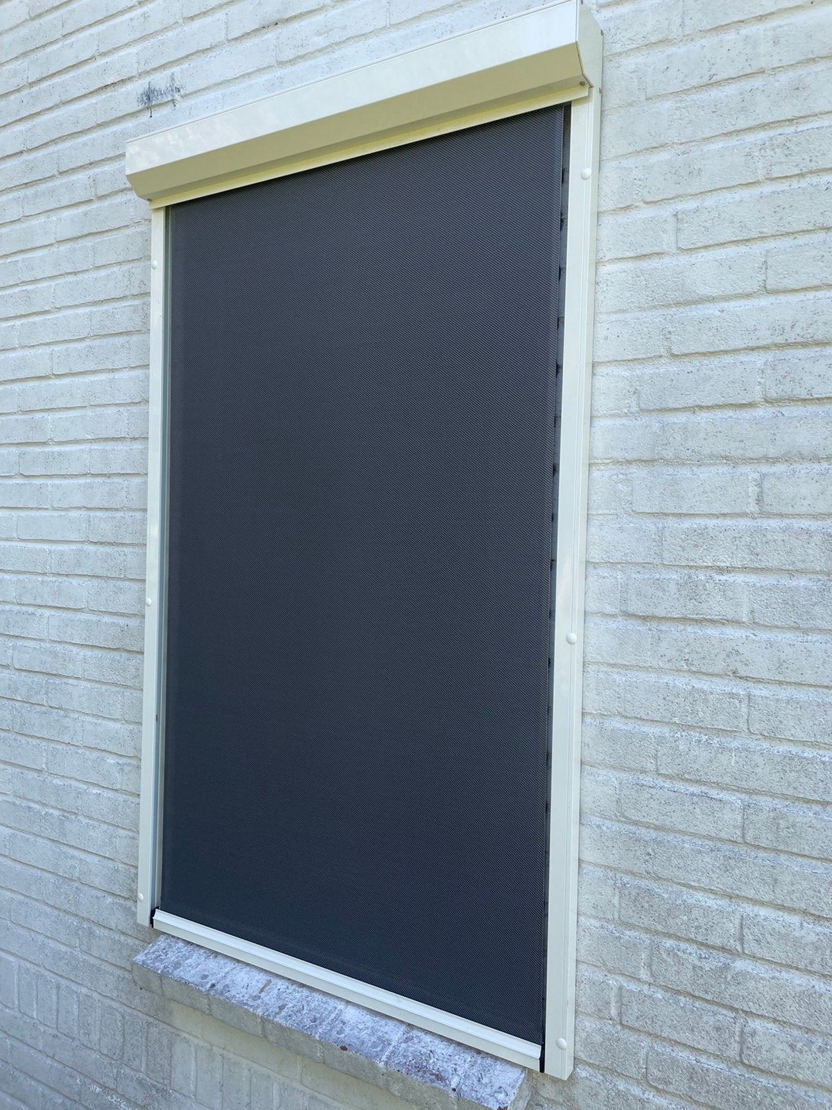 Screen met band, anthraciet doek, RAL9010 lijsten,, Ophalen, Zo goed als nieuw