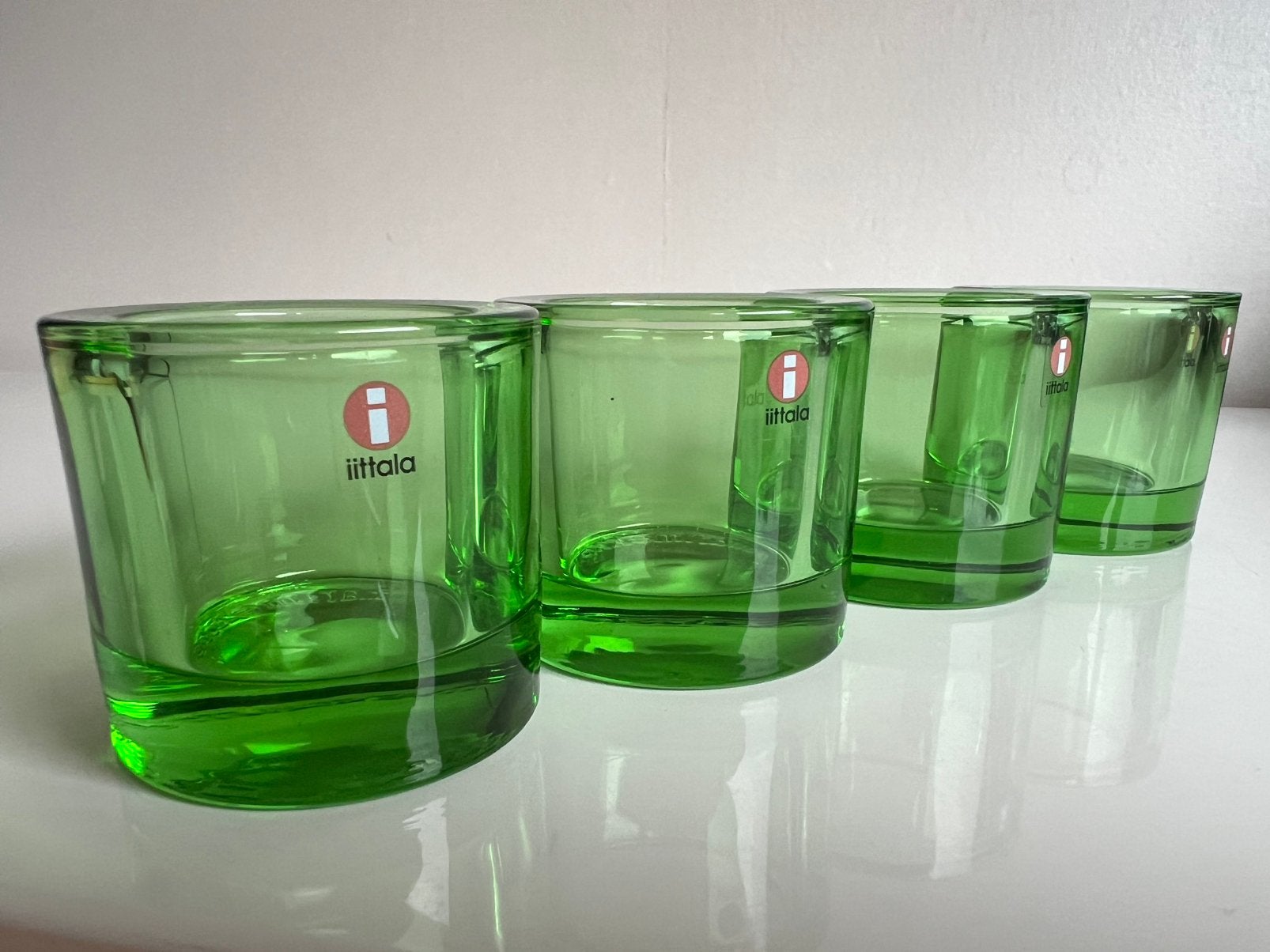 Set 4 Iittala KIVI Marimekko Waxinelichthouder~Appelgroen, Ophalen of Verzenden, Zo goed als nieuw, Overige materialen, Minder dan 25 cm