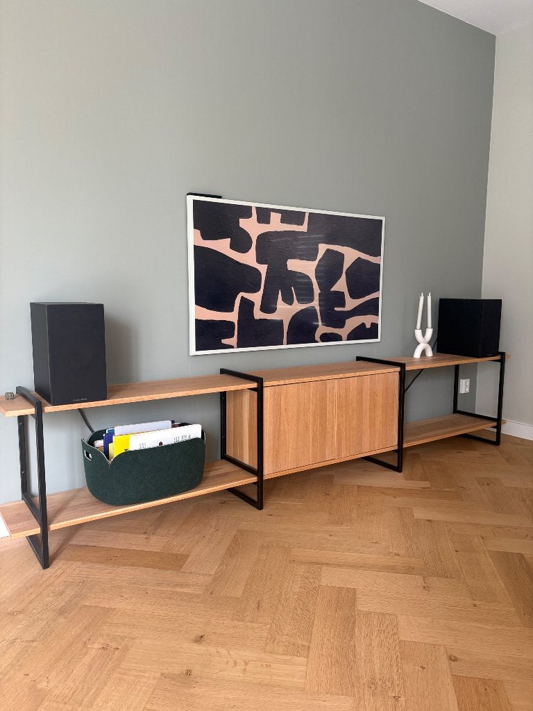 wandkast tv meubel Studio Henk modular, Huis en Inrichting, Kasten | Wandmeubels, Ophalen, 250 tot 300 cm, Met deur(en), 100 tot 150 cm
