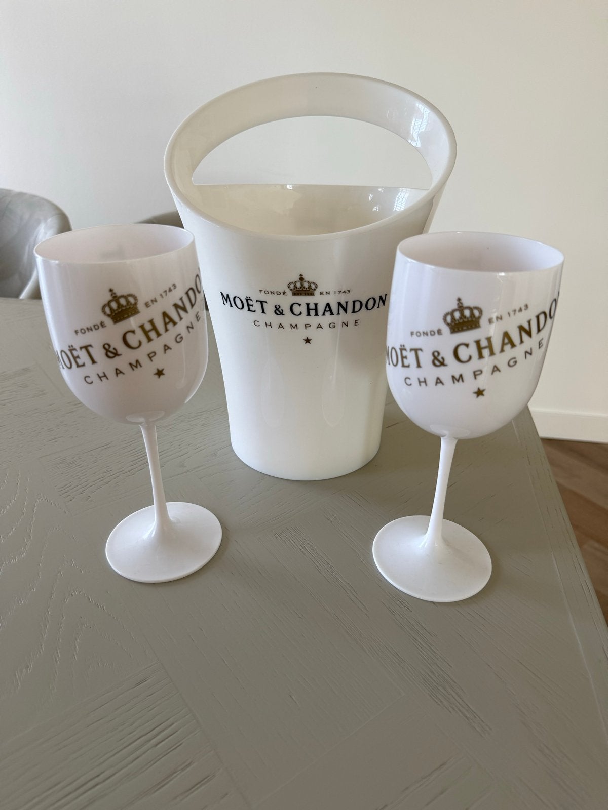 Moët & Chandon Champagne ijsemmer met 2 glazen, Ophalen, Flessenkoeler, Kunststof, Nieuw