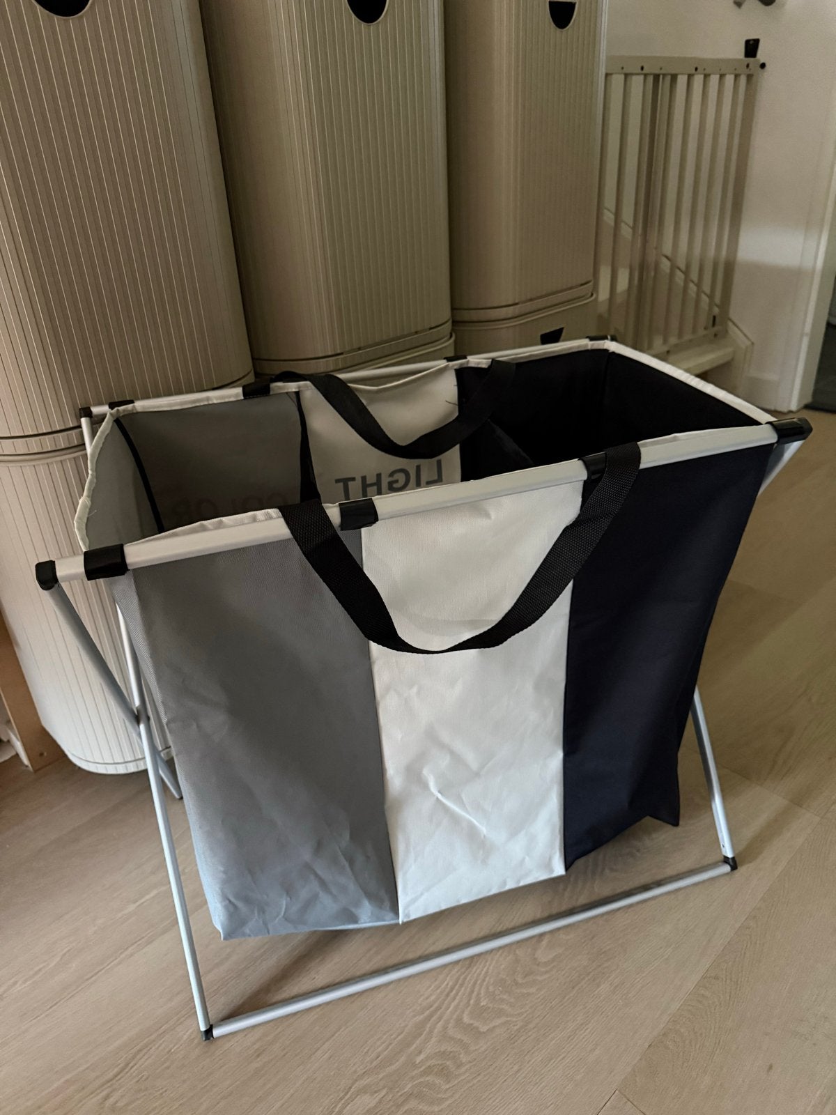 Larson wasmand met 3 vakken - Zwart, wit, grijs, Ophalen, Meerkleurig, Overige merken, Zo goed als nieuw