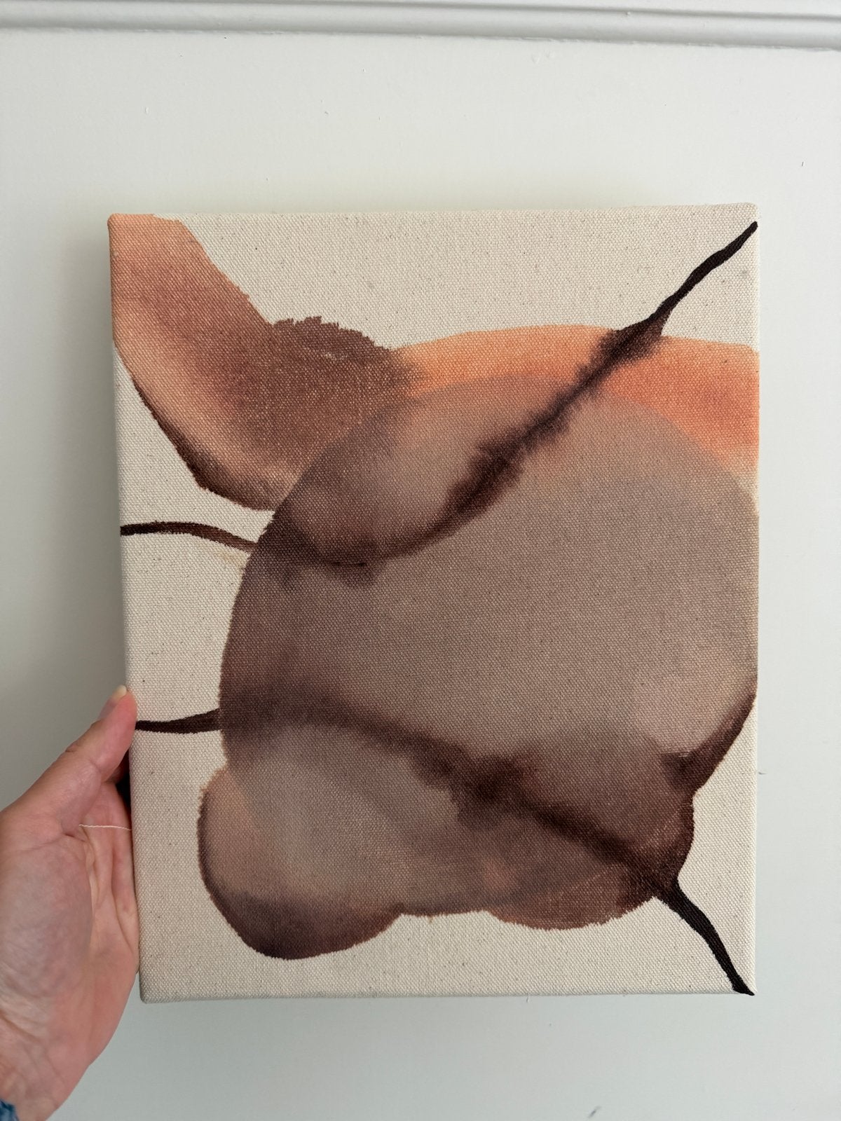 Abstract canvas schilderij - Bruin/Oranje tinten, Ophalen