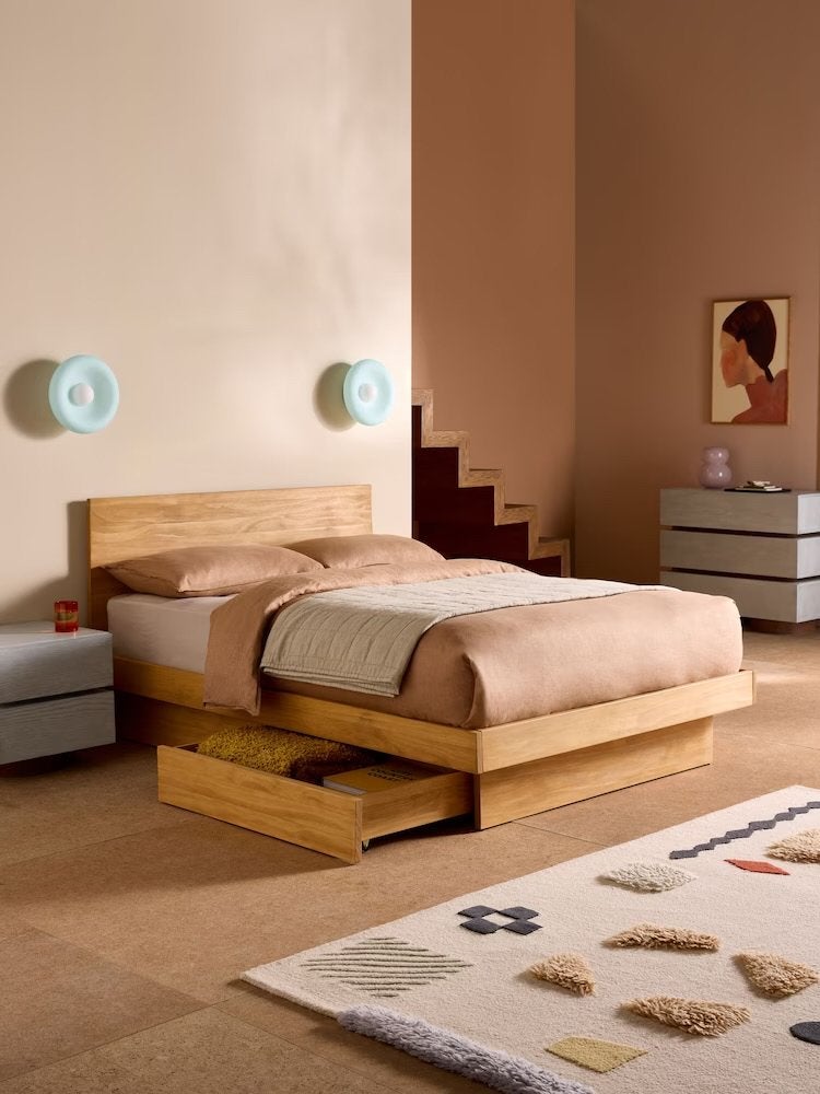 Meiko Bed met Lades - 140x200 cm, Ophalen, Gebruikt, Wit, Tweepersoons