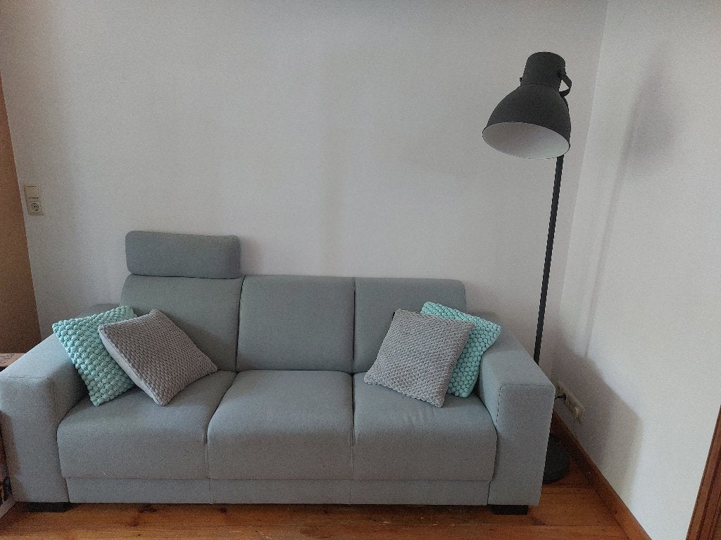 Driezits bank (mintgroen), Ophalen, Gebruikt, Driepersoons, 75 tot 100 cm