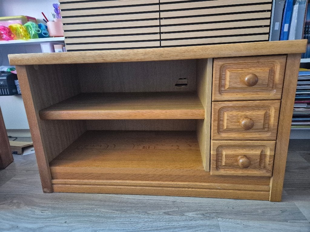 Blank eikenhouten tv-kastje / dressoir met lades, Huis en Inrichting, Kasten | Televisiemeubels, Ophalen, Gebruikt, Klassiek, Eikenhout