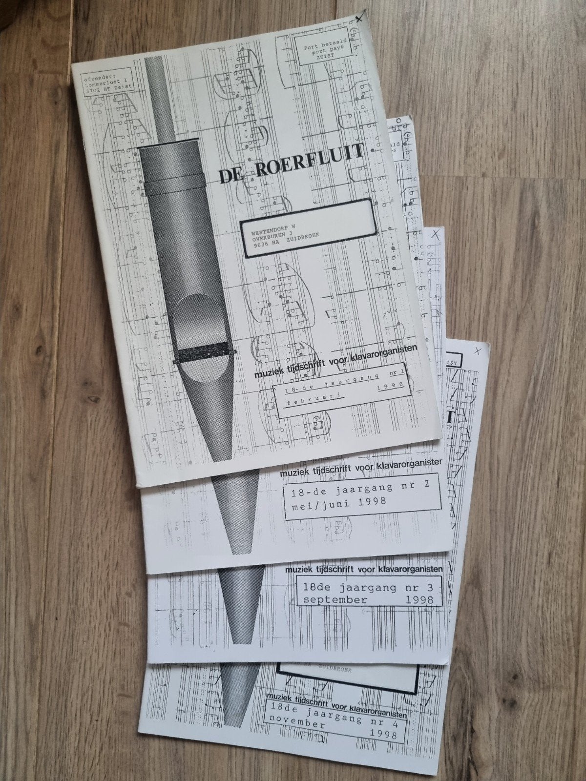 Klavarskribo, De Roerfluit, 1998 4bundeltjes, Muziek en Instrumenten, Ophalen of Verzenden