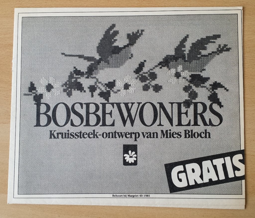 Mies Bloch - Bosbewoners Patroon Margriet 1981, Patroon, Gebruikt, Ophalen of Verzenden, Handborduren