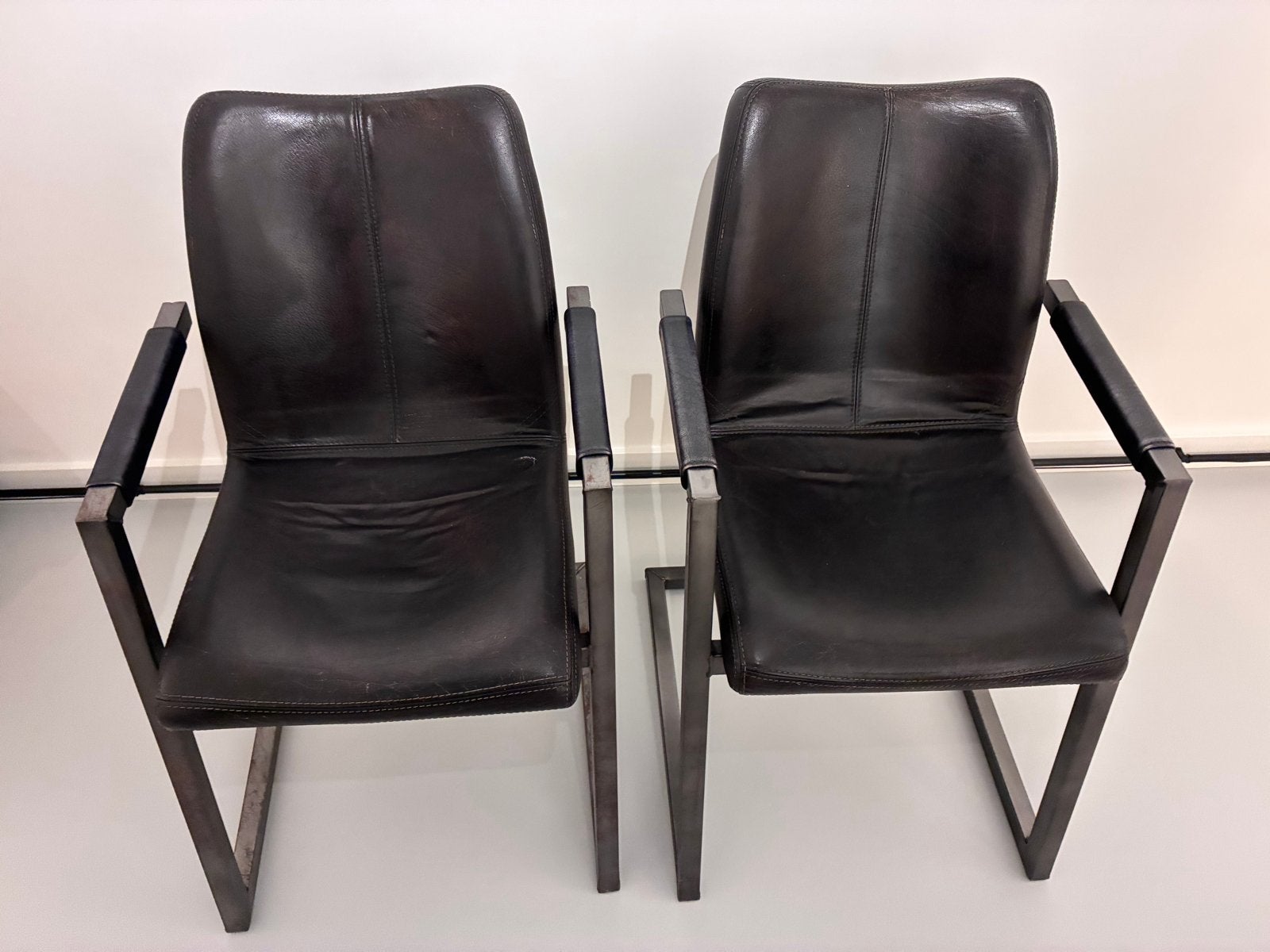 Sebio Armstoel Leder Buffalo Zwart - Set van 2, Ophalen, Gebruikt, Twee, Zwart