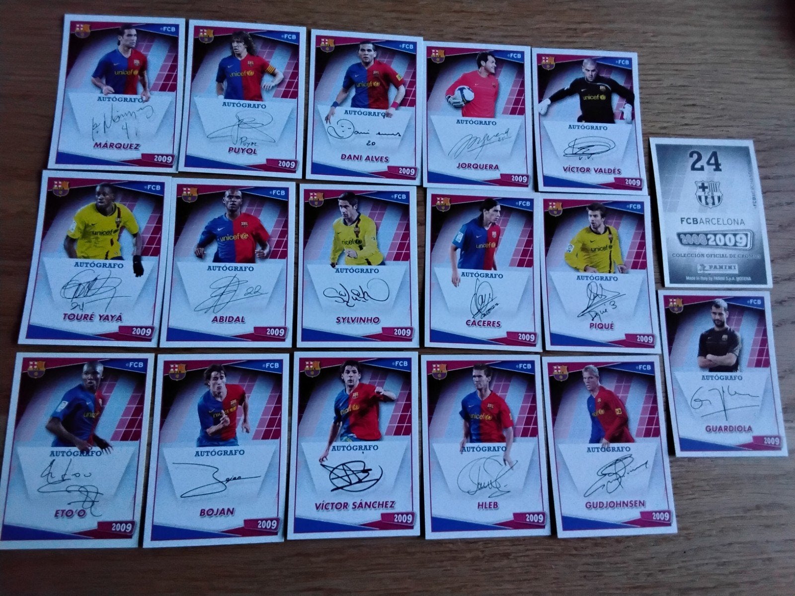 17 Panini Barcelona 2008/2009 stickers met handtekening, Ophalen of Verzenden, Zo goed als nieuw, Buitenlandse clubs, Poster, Plaatje of Sticker