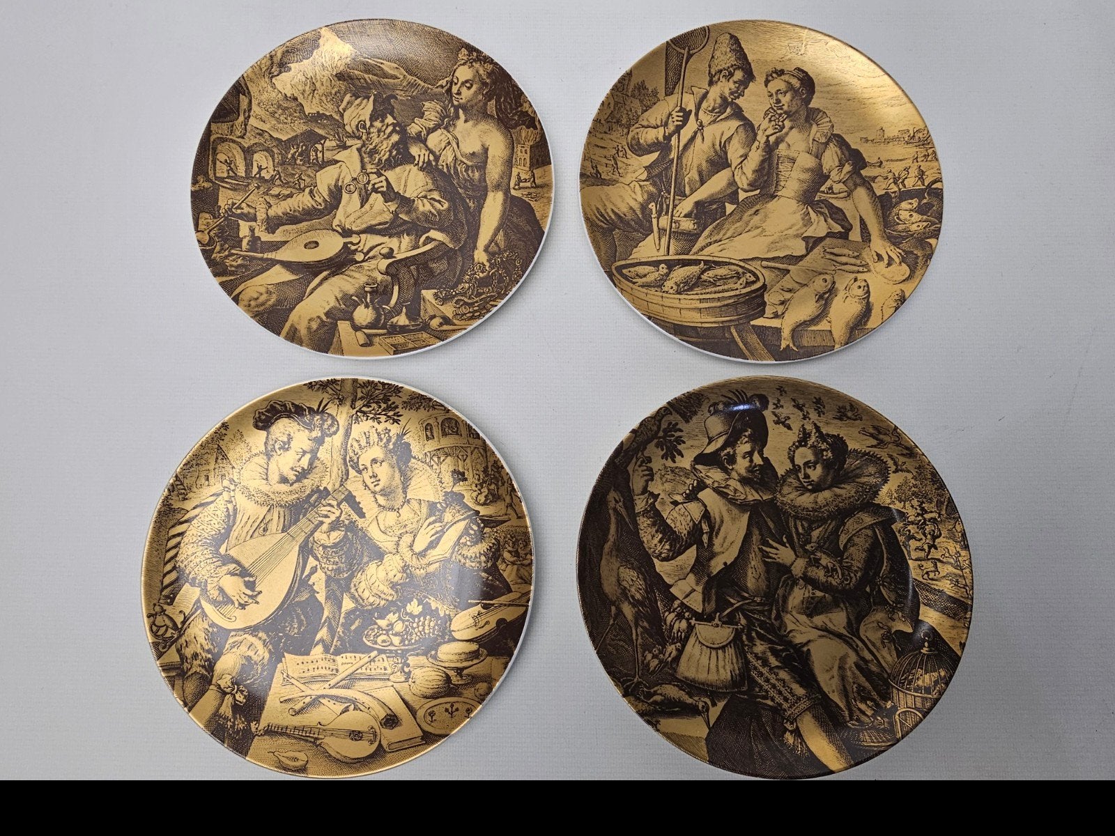 # 4x Vintage Royal Tettau Borden - Die Elemente, Ophalen of Verzenden